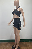 Women Pure Color Sexy Bandage Chest Wrap Skirts Sets AMM8358