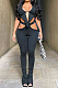 Fashion Summer Halter Neck Backless Bind Dew Hip Open Fork Pant Sets F88368