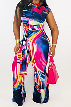 Fashion Casual Tie Dye Printing Short Sleeve Long Pants Two Piece WJ5041 