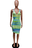 Euramerican Summer Tie Dye Cultivate One's Morality Hypotenuse Dres F88370
