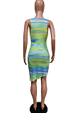 Euramerican Summer Tie Dye Cultivate One's Morality Hypotenuse Dres F88370