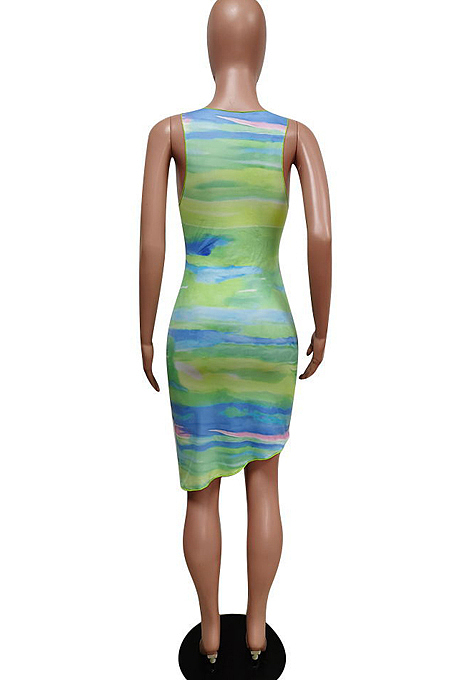 Euramerican Summer Tie Dye Cultivate One's Morality Hypotenuse Dres F88370