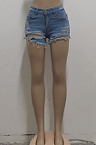 Euramerican Hole High Waist Water Washing Stretch Cowboy Shorts SMR2518