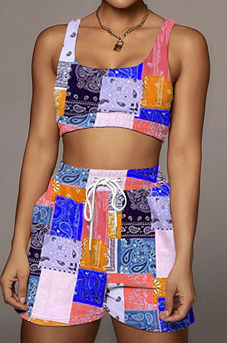 Casual Bohemian Printing Fashion Beach Sports Sets F88365