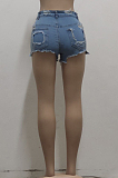 Euramerican Hole High Waist Water Washing Stretch Cowboy Shorts SMR2518