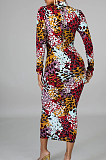 Fashion Sexy Digital Printing Cultivate One's Morality Long Sleeve Dress SMR10443 
