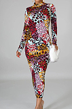 Fashion Sexy Digital Printing Cultivate One's Morality Long Sleeve Dress SMR10443 