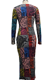 Fashion Sexy Digital Printing Cultivate One's Morality Long Sleeve Dress SMR10443 