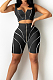 Black Euramerican Fashion Spilced Vest Shorts Sports Casual Sets CM2141-3
