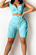Light Blue Euramerican Fashion Spilced Vest Shorts Sports Casual Sets CM2141-2
