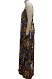 Euramerican Sexy Loose V Neck Sling Printing Long Dress SMR10300