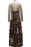Euramerican Sexy Loose V Neck Sling Printing Long Dress SMR10300