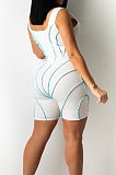 White Euramerican Fashion Spilced Vest Shorts Sports Casual Sets CM2141-1