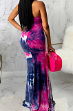 Fashion Tie Dye Printing Halter Neck Long Dress SMR10286
