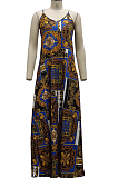 Euramerican Sexy Loose V Neck Sling Printing Long Dress SMR10300