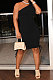 Black Casual Ruffle Drawsting Off Shoulder Sleeveless CultivateOne's Morality Mini Dress AMM8362-5