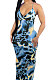 Blue Condole Belt V Neck Sleeveless Fashion Sexy Long Dress DY6969-4