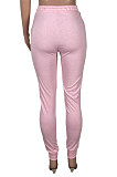 Pink Pure Color Pocket Sport Casual Long Pants KXL843-1