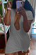 GreyJH 257ashion Sexy Pure color Deep V Short Sleeve Short Dress JH257-3