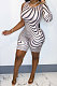White Round Neck Single Sleeve Sexy Package Buttocks Trendy Printing Romper Shorts DY6956