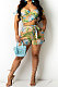 Green Sexy Chest Wrap Off Shoulder Lace Bandage Shorts Sets DY6668