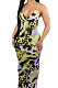 Yellow Condole Belt V Neck Sleeveless Fashion Sexy Long Dress DY6969-1