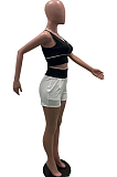 Black Vest White Spliced Shorts Fashion Two Piece SXS6058-1