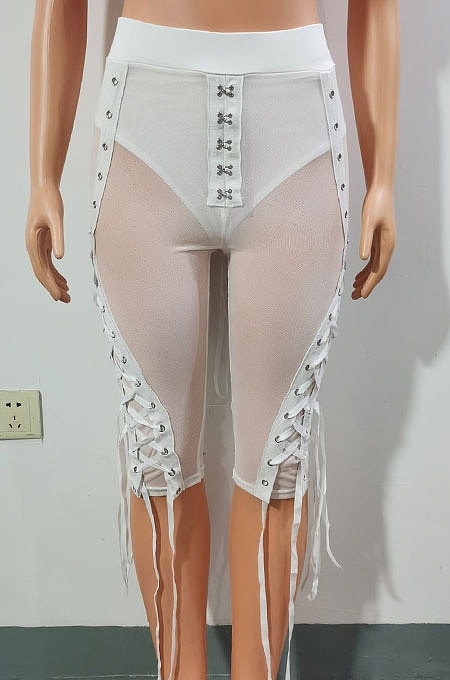 Sexy High-Waist Half Pants Mesh Perspective Shorts LE1035