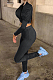 Black Fashion Ruffel Puff Sleeve Zipper Casual Two Piece LSZ9043-1
