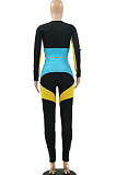 Black Print Spliced Fashion Casusl Sports Sets LSZ9022