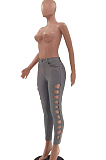 Grey Euramerican Fashion Casual Hole Jeans LSZ91169-1
