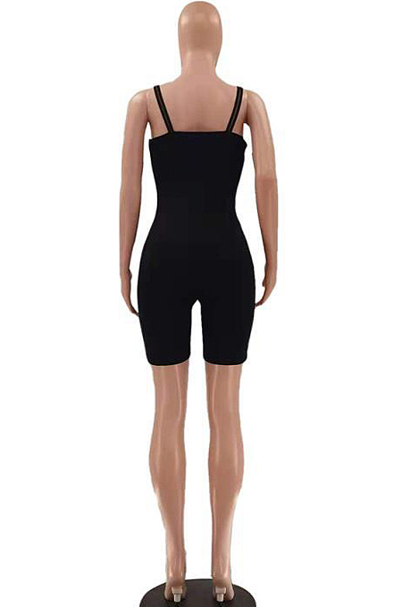Black Fashion Ruffel Drawshing Sling jumpsuit LSZ91170-1
