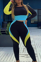 Black Print Spliced Fashion Casusl Sports Sets LSZ9022