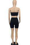 Black Trendy Casual Sexy Backless Carry Buttock Chest Wrap Shorts Sets ATE65002-3