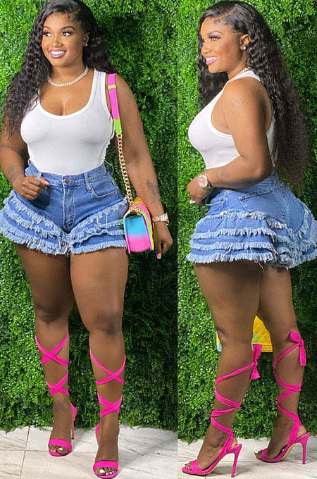 Fashion Casual Edge Grinding Cowboy Shorts NZ941
