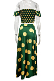 Green Point  Summer Sexy Bohemia Print Boob Tube Top Long Skirts Two Piece SFM0232-2