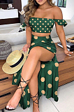 Green Point  Summer Sexy Bohemia Print Boob Tube Top Long Skirts Two Piece SFM0232-2