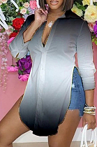Grey Personality Long Sleeve Print Shirts SRX6318-4