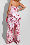 Wine Red Off Shoulder Sexy Casaul Contain Pocket Wide Leg Jumpsuits PY806-2