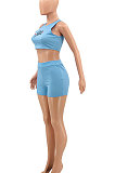Blue Casual Sexy Vest Shorts Sets PY810-2