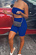 Dark Blue Trendy Casual Sexy Backless Carry Buttock Chest Wrap Shorts Sets ATE65002-5