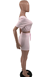 Pink Fashion Casual Short Sleeve Shorts Two Poece TD8036-1