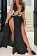 Black Sexy Fashion High Open Fork Simple Giant Swing Long Dress ZS0393-2