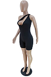 Black Euramerican Fashion Inclined Shoulder Hollow Out Sexy Jumpsuits BM7191-1