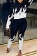 White Euramerican Fashion Positioning Print Long Sleeve Long Pants Two Piece TK6148-1