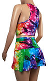 Fashion Casual Sexy Tie Dye Cultivate One's Morality Sport Vest Pantskirt Two-Pieces YFS3708