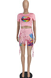 Pink Women Sexy Fashion Printing Casual Shorts Sets YBS6695-2