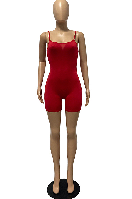 Euramerican Sling Pure Color Sexy Bodycon Jumpsuits FH131