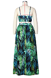 Green Sexy Sling Vest Print Simple Giant Swing Heach Skirts Sets ZS0384-1