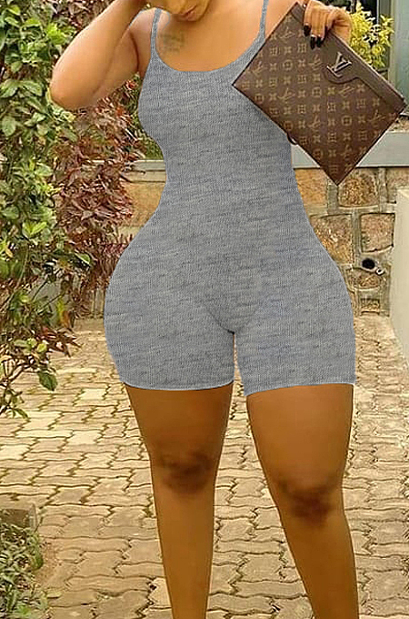 Euramerican Sling Pure Color Sexy Bodycon Jumpsuits FH131